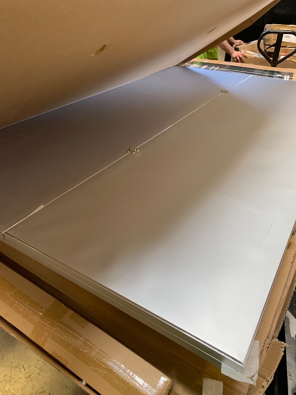 Photo 1 of Brisafe 81" x 95" Extra Large Full Length Tri-Fold Mirror on Wheels, Stand Up Movable Floor Mirror with Stand, 3-Way Folding Standing Mirror for Gym, Dance Studio, Fitness Room & Home, Silver