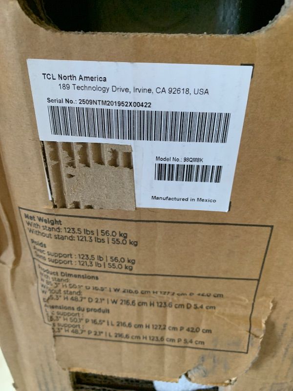 Photo 1 of TCL 98 Inch Class QM8K Series | Mini LED QLED 4K HDR | 98QM8K, 2025 Model | 120HZ-144HZ Anti Reflective Wide Angle Screen Smart Google TV Dolby Atmos | Voice Remote Alexa Gaming Streaming Television (factory sealed) 