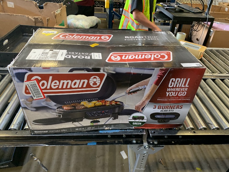 Photo 1 of Coleman RoadTrip 285 Portable Stand-Up Propane Grill with 3 Adjustable Burners & Instastart Ignition, 20,000 BTUs of Power for Outdoor Cooking, Camping, Tailgating, Grilling, BBQs, & More