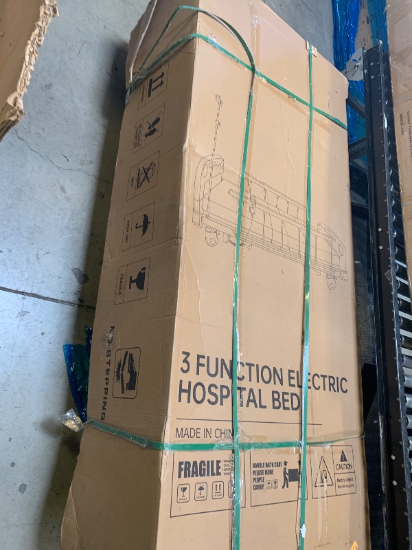 View 3 of ELENKER Full Electric Hospital Bed for Home Use, ICU Medical Bed, Premium 3 Function Hospital ICU Bed with Remote Control, IV Pole, Mattress, Dining table, Lockable Quiet Casters, Includes Sheets (2X) (factory sealed)