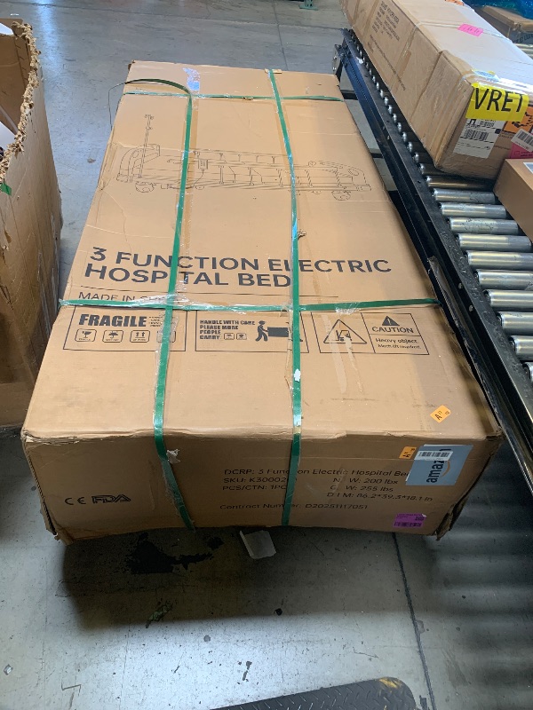View 2 of ELENKER Full Electric Hospital Bed for Home Use, ICU Medical Bed, Premium 3 Function Hospital ICU Bed with Remote Control, IV Pole, Mattress, Dining table, Lockable Quiet Casters, Includes Sheets (2X) (factory sealed)