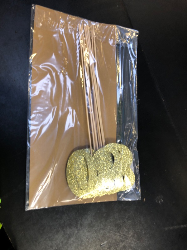 Photo 1 of 10-Pack Double Sided Glitter 80th Birthday Centerpiece Anniversary Centerpiece Sticks, Number 80 Table Topper Cake Topper for 80th Birthday Anniversary Table Party Decorations (Double Sided gold)