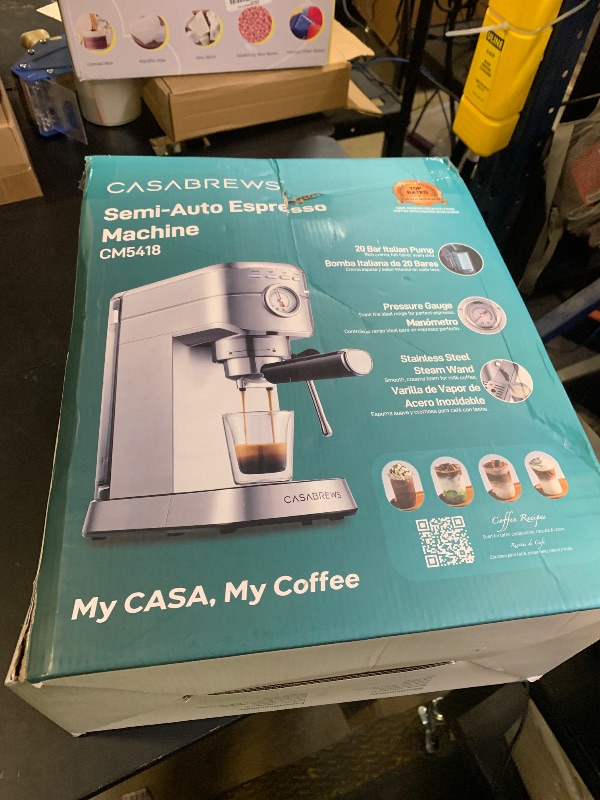 Photo 1 of CASABREWS CM5418 Espresso Machine 20 Bar, Compact Espresso Maker with Steam Milk Frother, Stainless Steel Coffee Machine with 34oz Removable Water Tank for Cappuccino, Small Latte Machine, Silver