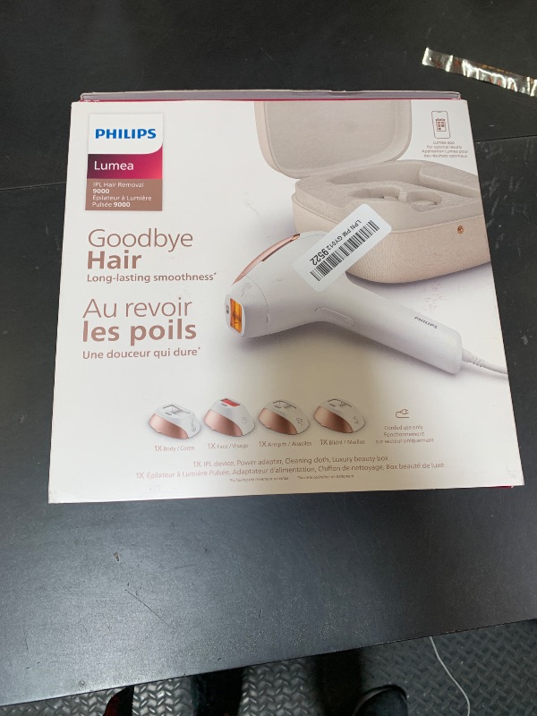 Photo 1 of Philips Lumea 9000 Series IPL Hair Removal Device, Visible Permanent Laser Hair Reduction Done at Home, for Women & Men, SenseIQ Technology, 4 Attachments for Body, Face, Bikini & Underarms, BRI984/03