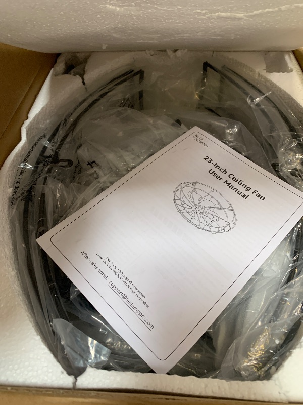 Photo 1 of LEDIARY 23 Inch Large Caged Ceiling Fan with Light, Flush Mount Low Profile with Remote Control, Farmhouse Industrial Bladeless Fan Light for Bedroom, Kitchen, Indoor