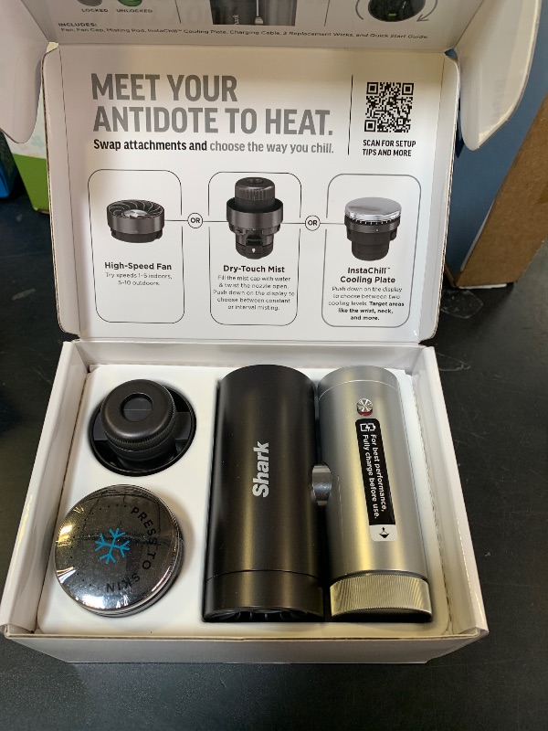 Photo 1 of NEW Shark ChillPill — The Only 3-in-1 Personal Cooling System with InstaChill Cooling Plate, Dry-Touch Mist, and Powerful Fan, Handheld, Wearable, Rechargeable Battery, 10 Speeds, Carbon, FA022