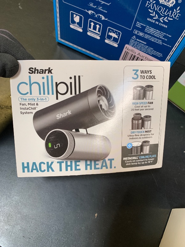 Photo 1 of NEW Shark ChillPill — The Only 3-in-1 Personal Cooling System with InstaChill Cooling Plate, Dry-Touch Mist, and Powerful Fan, Handheld, Wearable, Rechargeable Battery, 10 Speeds, Carbon, FA022