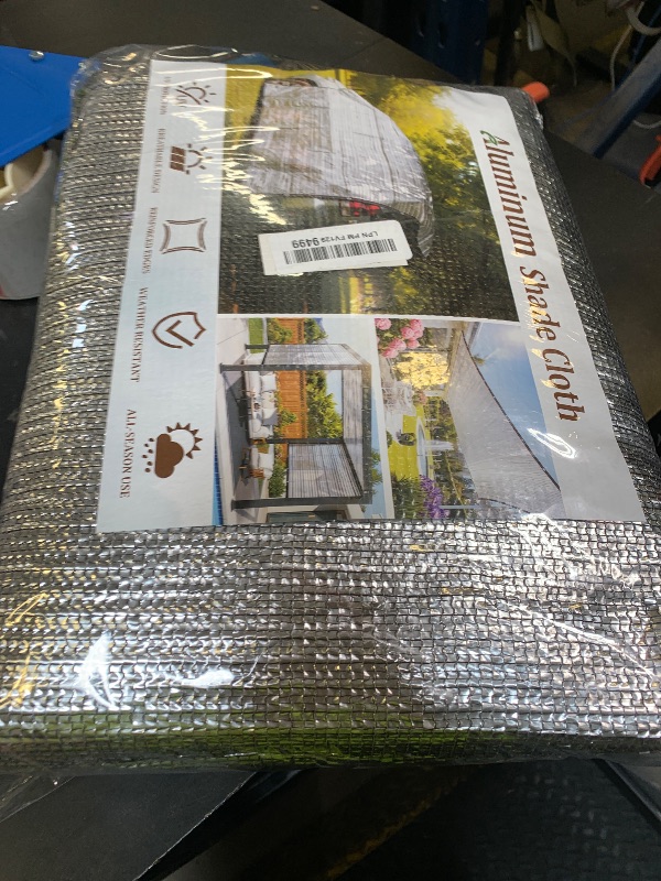 Photo 1 of LAWNGO Aluminet Shade Cloth, 10x12FT 99% Heat Reflective Tarp for Blocking Sun with Reinforced Stainless Steel Grommets for Pergola Shade Cover, Garden, Cars, Dogs, Greenhouse