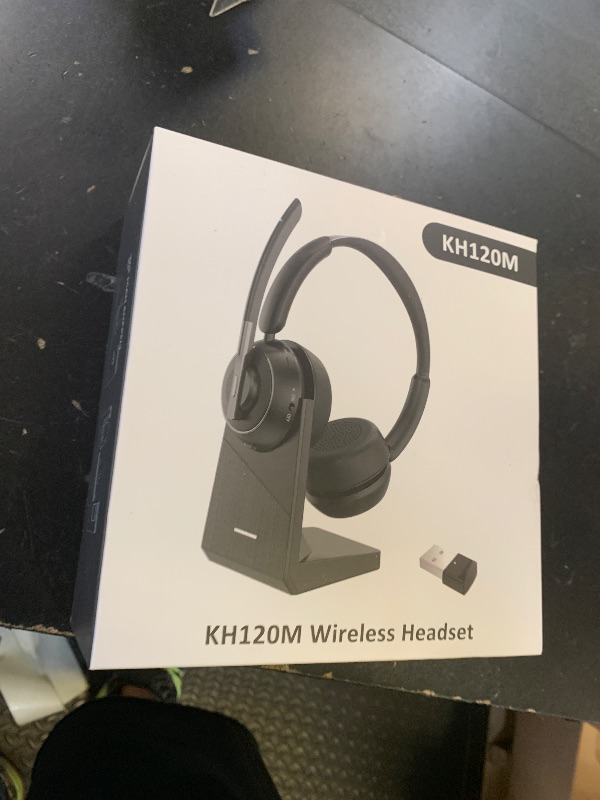 Photo 1 of (2025 Upgraded) Wireless Headset with Mic for Work, Bluetooth Headset with Noise Canceling Microphone with Dongle, Charging Base & Mic Mute, Wireless Headphones for Work from Home/PC/Computer