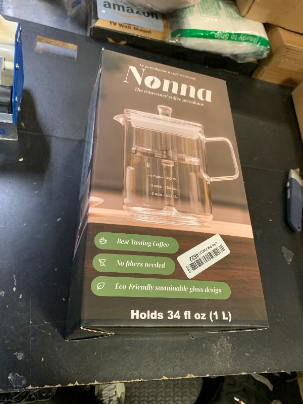 Photo 1 of NONNA 2.0 Glass Coffee Percolator - Borosilicate Glass & Stainless Steel Retro Percolator | Eco Friendly Coffee Gift | BPA Free | Stovetop Glass Coffee Percolator (1 Unit)