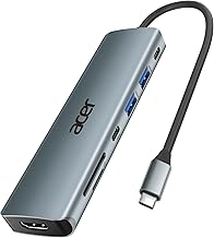 Photo 1 of Acer USB C Hub, 7 in 1 Multi-Port Adapter for Laptop, 4K, HDMI Splitter with 2 USB A 3.1 & Type-C to HDMI Data Port, PD 100W Charging, SD Card Reader for Computer, Desktop, Space Grey