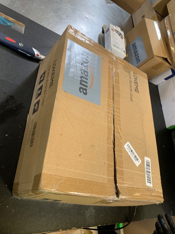 Photo 1 of LOKEME Wardrobe Closet,Portable Closet for Bedroom Steel Pipe Diameter 19mm Strong and Sturdy Grey Portable Closets for Hanging Clothes with 3 Hanging rods, 6 Storage Shelves and Side Pockets