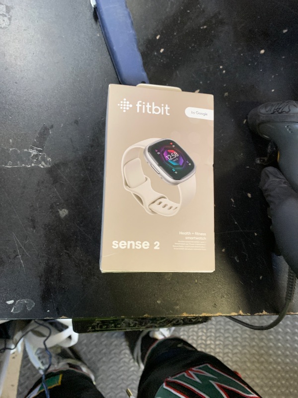 Photo 1 of Fitbit Sense 2 Advanced Health and Fitness Smartwatch with Tools to Manage Stress and Sleep, ECG App, SpO2, 24/7 Heart Rate and GPS, Lunar White/Platinum, One Size (S & L Bands Included)