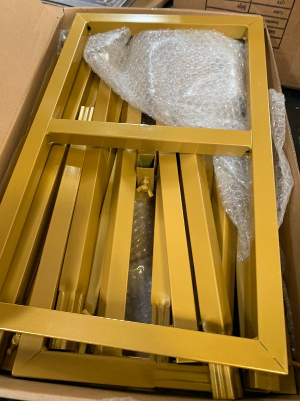 Photo 1 of Fomcet 8FT x 8FT Backdrop Stand Heavy Duty with Base, Gold Portable Adjustable Pipe and Drape Backdrop Stand Kit, Square Metal Arch Party Frame for Wedding Birthday Parties Banquet Decorations