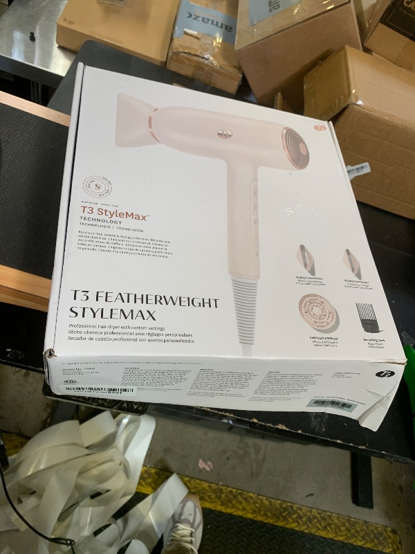 Photo 1 of T3 Featherweight StyleMax Professional Ionic Hair Dryer with Custom Heat Automation & 4 Attachments, Fast Drying, Lightweight with 5 Heat & 3 Speed Settings, 2 Concentrators, Diffuser & Smoothing Comb