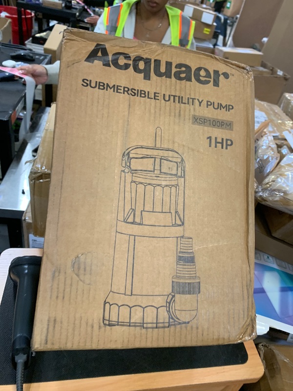 Photo 1 of Acquaer Sump Pump Submersible Water Pump for Water Removal in Hot Tubs, Pools,Basements, and Garden Ponds, Yellow, 1HP 4345GPH