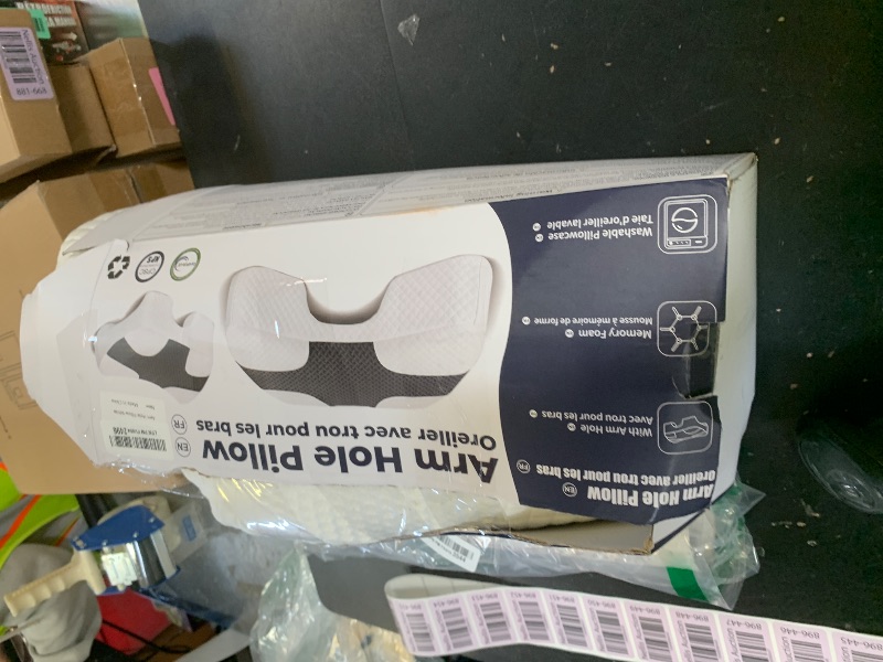 Photo 1 of SAHEYER Side Sleeper Pillow with Arm Hole, Heighten Memory Foam Pillow for Neck and Shoulder Pain Relief, Multi-Angle Armholes Pillow for Many Sleeping Positions, Ergonomic Support Pillow - White