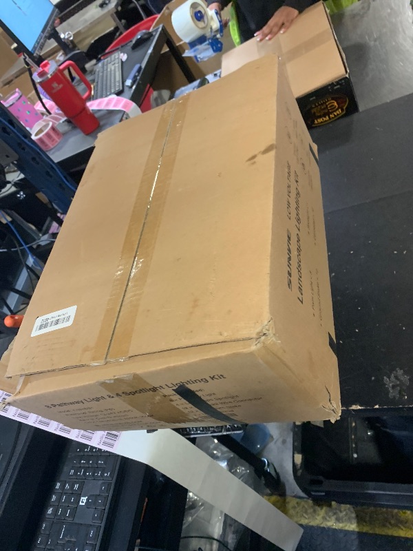 Photo 1 of SUNVIE LED Low Voltage Landscape Lighting Kit Outdoor Waterproof Low Voltage Pathway Lights Wired with Spotlights 3000K Modern Outdoor Landscape Lights with Connectors for Path Yard Garden, 12 Pack