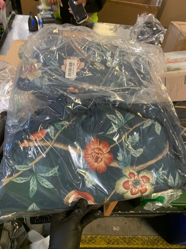 Photo 1 of patdrea Pack of 2 Chair Cushions for Dining Chairs with Ruffled, Blue Chinoiserie Seat Cushion with Ties,Non Slip Chair Pads Decor for Bar Stool Cushions,Indoor Kitchen Chairs, 17.7"x17.7"