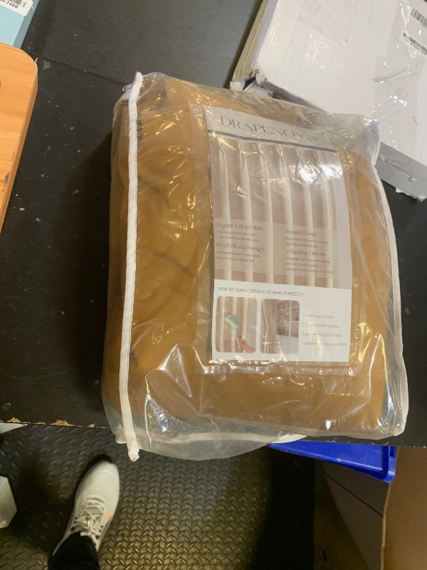 Photo 1 of 102 Inch Long Brown Velvet Curtains for Living Room Bedroom Copper Vintage Luxury Thick Velevt Pinch Pleated Blackout Drapes Back Tab Hooks Rings Window Panels Home docor 102 Inch Length 2 Panels