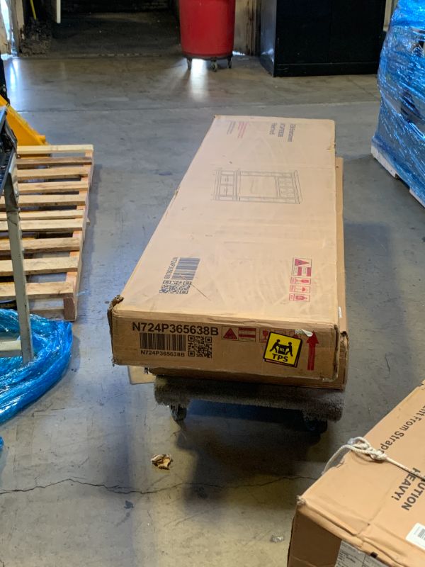 Photo 1 of AMERLIFE 98" Farmhouse Wall Unit Entertainment Center with Bookshelves, Wine Cabinet, Fits 75" TVs, Rustic Media Console for Living Room, Large TV Stand with Power Outlets & Barn Door, Off-White