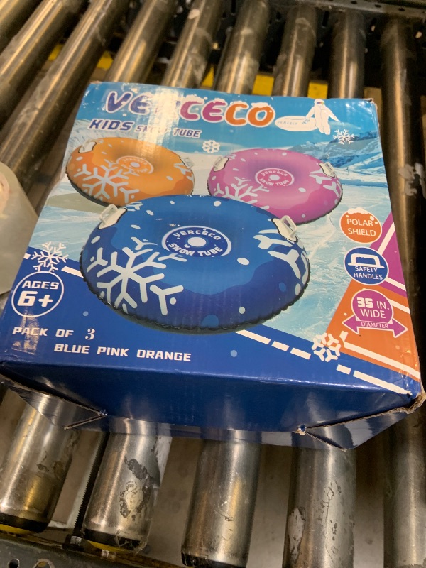 Photo 1 of 1/3 Packs Snow Tube Inflatable Sleds for Kids Snow Tubes for Sledding Heavy Duty 36'' Snow Sleds for Kids and Adult with Handles Outdoor Snow Toys Set for Boys Girl 3PCs-Mix