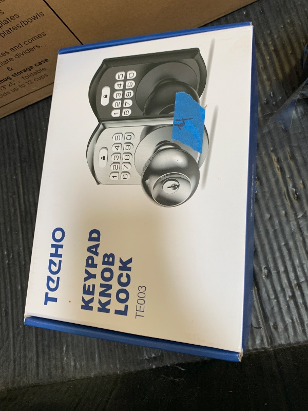 Photo 1 of TEEHO TE003 Keyless Entry Keypad Door Lock with Handle, Electronic Digital Smart Locks for Front Door, Smart Door Knob with Code for Bedroom, Auto Lock, Passage Mode, Easy to Install, Matte Black