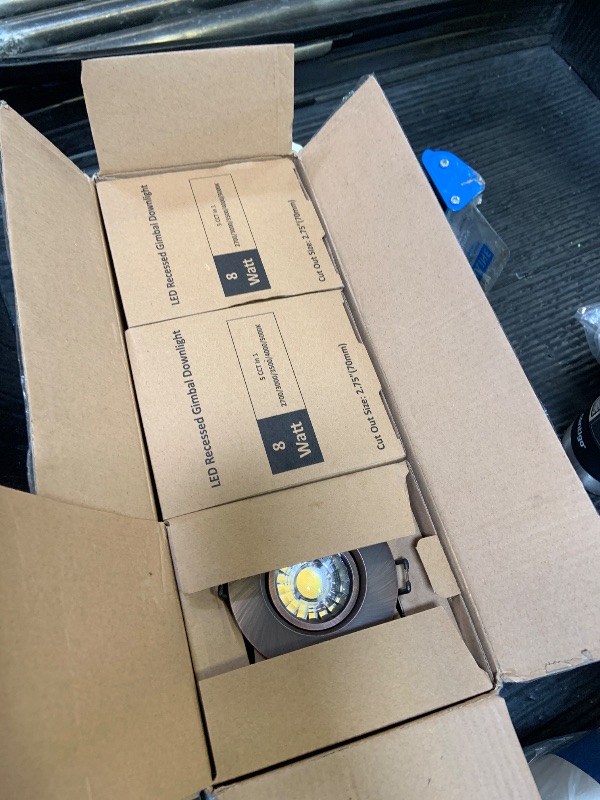 Photo 1 of POPANU Premium Canless Recessed Gimbal Downlight Rotatable-Spotlight 5 CCT 3 Inch Eyeball Ceilling Potlight, Dimmable Recessed Lights Fixture with Junction Box, 8W, Oil Rubbed Bronze, 6P