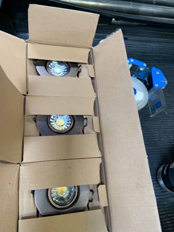 Photo 1 of POPANU Premium Canless Recessed Gimbal Downlight Rotatable-Spotlight 5 CCT 3 Inch Eyeball Ceilling Potlight, Dimmable Recessed Lights Fixture with Junction Box, 8W, Oil Rubbed Bronze, 6P