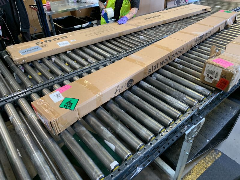 Photo 1 of Art3d Slat Wall Panels, WPC Soundproof 3D Wall Paneling for Interior Wall Decor, TV Background, 8-Pack 96 x 6 in. Teak