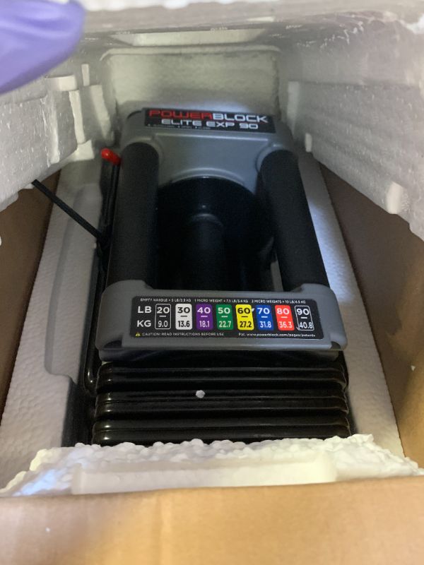 Photo 1 of PowerBlock Elite EXP Adjustable Dumbbells, Sold in Pairs, Stage 1, 5-50 lb. Dumbbells, Durable Steel Build, Innovative Workout Equipment, All-in-One Dumbbells, Expandable with Expansion Kits