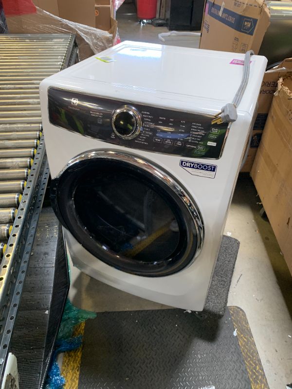 Photo 1 of Electrolux ELFE7637AW 27 in. W 8 cu. ft. Front Load Electric Dryer with Perfect Steam and LuxCare Dry System in White