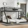 Photo 1 of Morufur Full Over Full Bunk Bed with Twin Size Trundl, Full-Length Guardrails and Ladder, No Box Spring Needed, Black