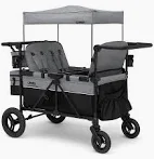 Photo 1 of Jeep Wrangler Deluxe 4 Seater Stroller Wagon by Delta Children - Premium Quad Stroller Wagon for 4 Kids with Convertible Seats, Adjustable Push/Pull Handles, Removable Canopy & Flat Fold, Grey
