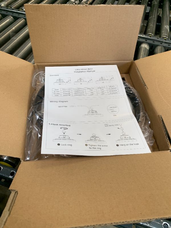 Photo 1 of JC-LGL UFO LED High Bay Light 240W 6 Pack, High Bay LED Shop Light 36,000LM 0-10V Dimmable, 5' Cable with US Plug, Hanging Hook, Safe Rope, ETL Listed High Bay for Warehouse Factory Barn Shop