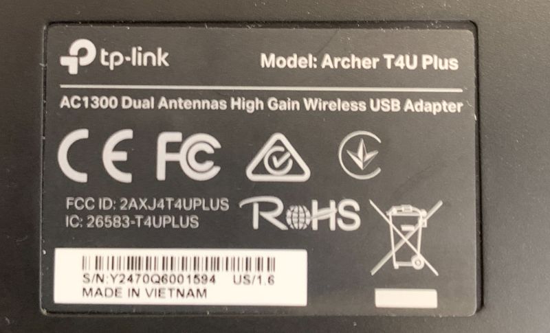 Photo 1 of TP-Link USB WiFi Adapter, AC1300Mbps Dual Band 5dBi High Gain Antenna 2.4GHz/ 5GHz Wireless Network Adapter for Desktop PC (Archer T4U Plus)- Supports Windows 11/10, Mac OS 10.9-10.14
