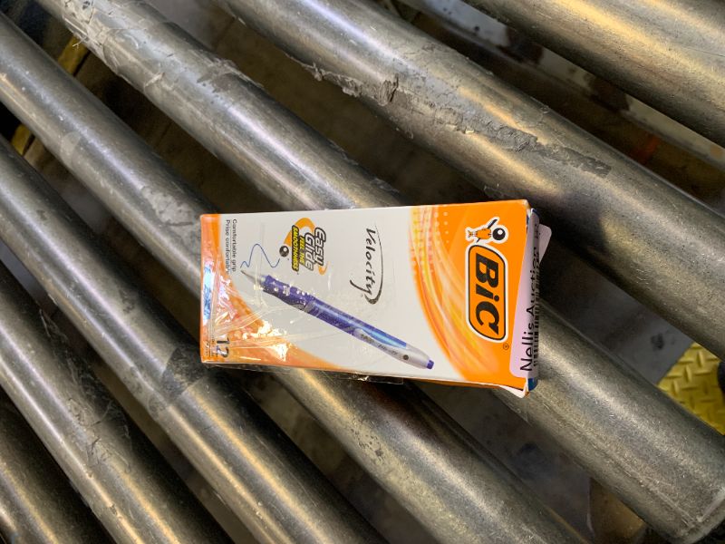 Photo 1 of BIC Velocity Retractable Ballpoint Pens, Medium Point (1.0 mm), Blue Ink Pens, 12-Count Pack, With Comfortable Grip