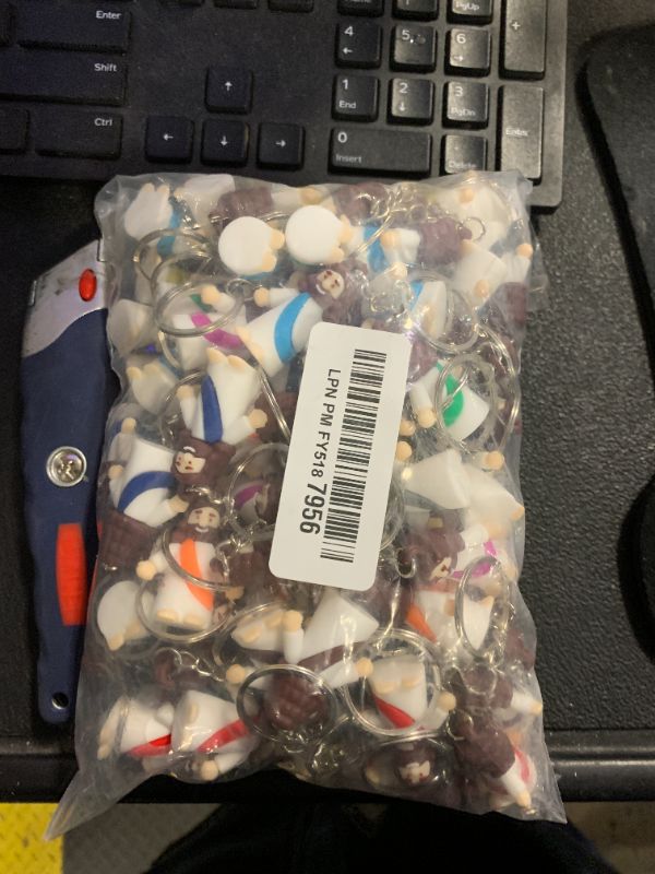 Photo 1 of 100 Pack Little Jesus Figurines Keychains, Christian Little Jesus Figures Printed With Jesus Love You Hanging With Keyrings For Hide and Seek Religious Party Favors, Baptism Easter Festival Presents