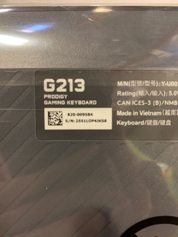 Photo 1 of Logitech G213 Prodigy Gaming Keyboard - Wired RGB Backlit Keyboard with Mech-Dome Keys, Palm Rest, Adjustable Feet, Media Controls, USB, Compatible with Windows – Black