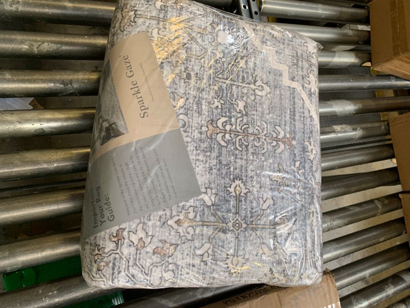 Photo 1 of Gray with Beige Rug 8x10 Washable Area Rugs for Living Room,Rug for Bedroom, Vintage Distressed Non-Slip, Ultra Soft Faux Wool Carpet for Dining Room, Terracotta Accents for Home Office Décor