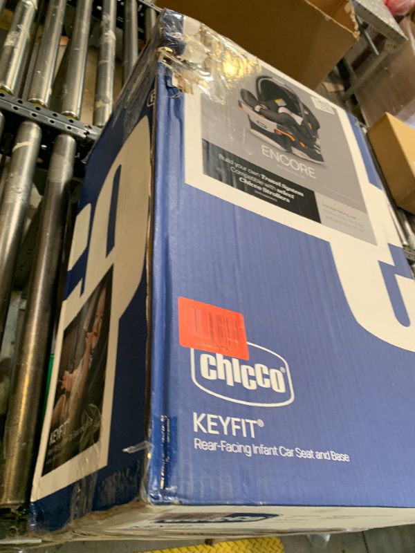 Photo 1 of Chicco KeyFit Infant Car Seat and Base, Rear-Facing Seat for Infants 4-22 lbs., Includes Infant Head and Body Support, Compatible with Chicco Strollers, Baby Travel Gear, Encore/Black/Grey