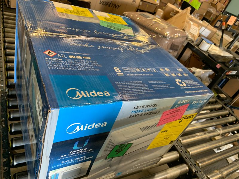 Photo 1 of Midea 8,000 BTU U Shaped Smart Inverter Window Air Conditioner - Cools 350 Sq Ft, Ultra Quiet with Open Window Flexibility - Alexa/Google Assistant Compatible - 37% Energy Savings, Remote (Updated)
