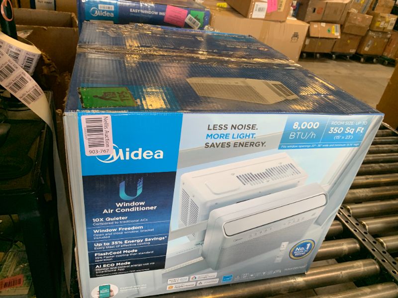 Photo 1 of Midea 8,000 BTU U Shaped Smart Inverter Window Air Conditioner - Cools 350 Sq Ft, Ultra Quiet with Open Window Flexibility - Alexa/Google Assistant Compatible - 37% Energy Savings, Remote (Updated)