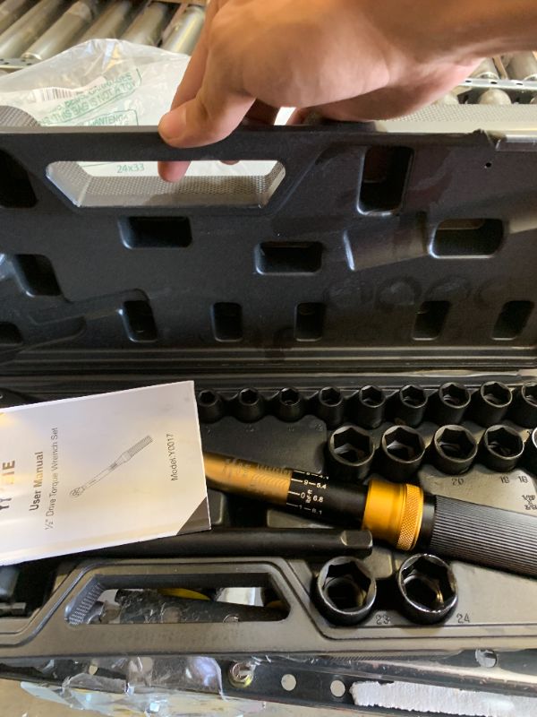 View 2 of YIYEIE 22PCS Torque Wrench Set 1/2" Drive, 10-180 ft.lb/13.6-244.1 Nm, Click Torque Wrench with Impact Sockets, 1 ft.lbs Micro, 72-Tooth Ratchet, Quick Release Head, Master Torque Tool for Car Repair