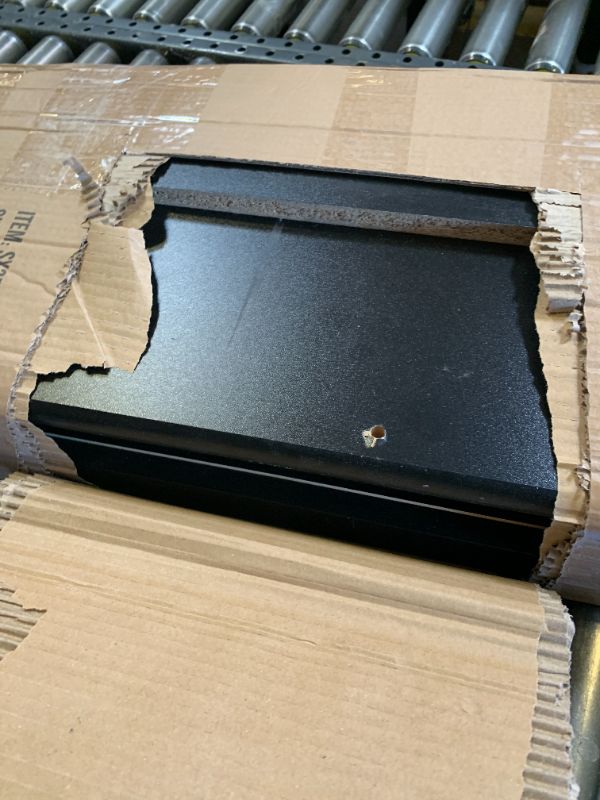 Photo 1 of Black wooden shelving unit