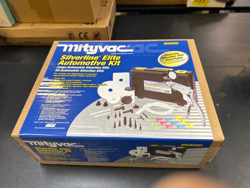 Photo 1 of Mityvac MV8500 Silverline Elite Automotive Brake/Clutch Bleeding, Diesel Fuel Priming and Vacuum/Pressure Testing Kit, Ergonomic Design, Zinc-aluminum Die Cast, MV8510 Pump, 4.5oz Fluid Reservoir