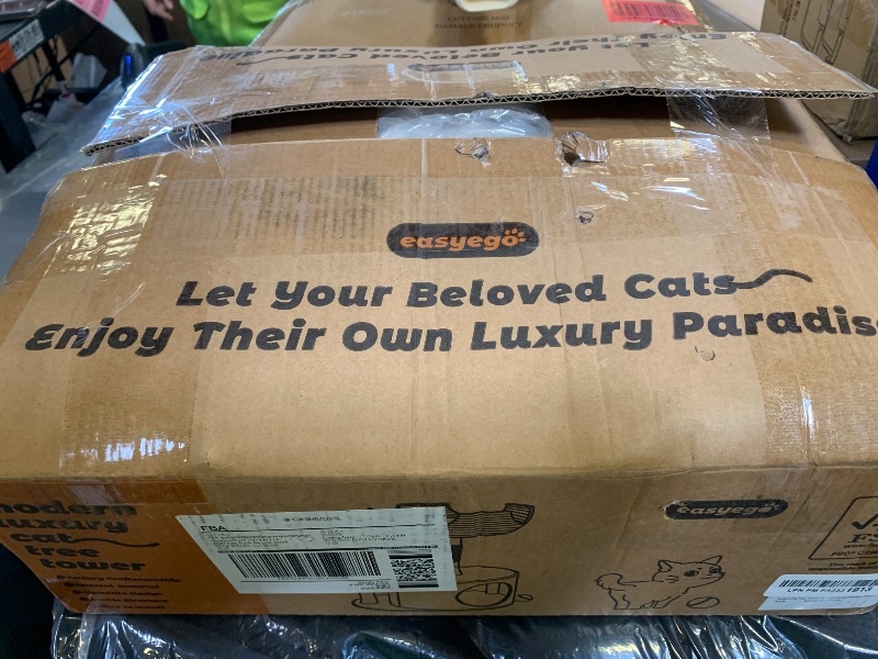 Photo 1 of Easyego Modern Cat Tree, 26.3" Aesthetic Wood Cat Tree Tower for Large Cats, Luxury Cat Condo with Scratching Posts and Flower Platforms, Cat Furniture, Pure White