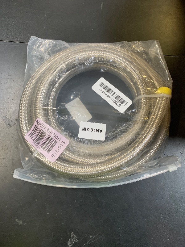 Photo 1 of 10AN Stainless Steel Braided Fuel Line Hose - 1015 PSI Working Pressure & 5075 PSI Burst Compatible with Oil, Fuel, Transmission Cooler, Hydraulic Lines - 10ft Length