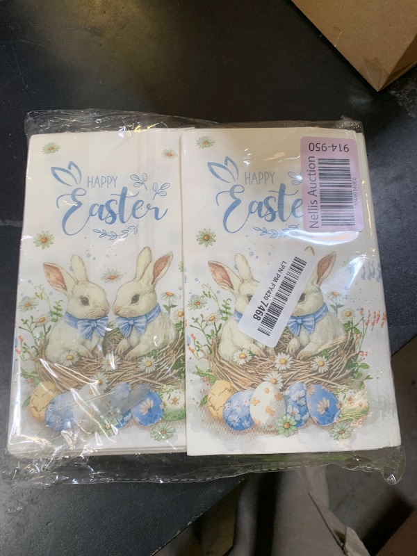 Photo 1 of 100pcs Easter Napkins Paper Hand Towels for Bathroom 3 Ply Disposable Paper Bunny Decor Bathroom Decorative Napkins for Easter Spring Guests Dinner Holiday Birthday Party Decorations