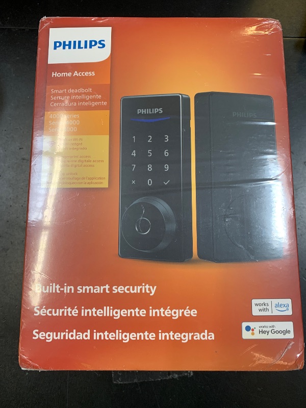 Photo 1 of Philips Built-in WiFi Smart Lock, Keyless Entry Door Lock with App, Touchscreen, Fingerprint Door Lock — Compatible with Alexa & Google, Splash-Proof Design, Includes 8 Batteries, Black